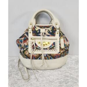 SAM EDELMAN Women Patterned Tapestry & White Leather Crossbody Handbag